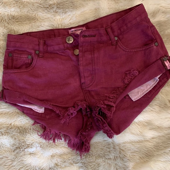 One Teaspoon Pants - One Teaspoon Burgundy Bandits Shorts